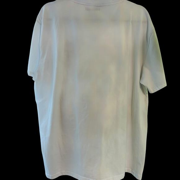 Lucky Brand White 2XL Embroidered Lucky Charm Blue Voodoo Bunny Holding Rose - Picture 4 of 8